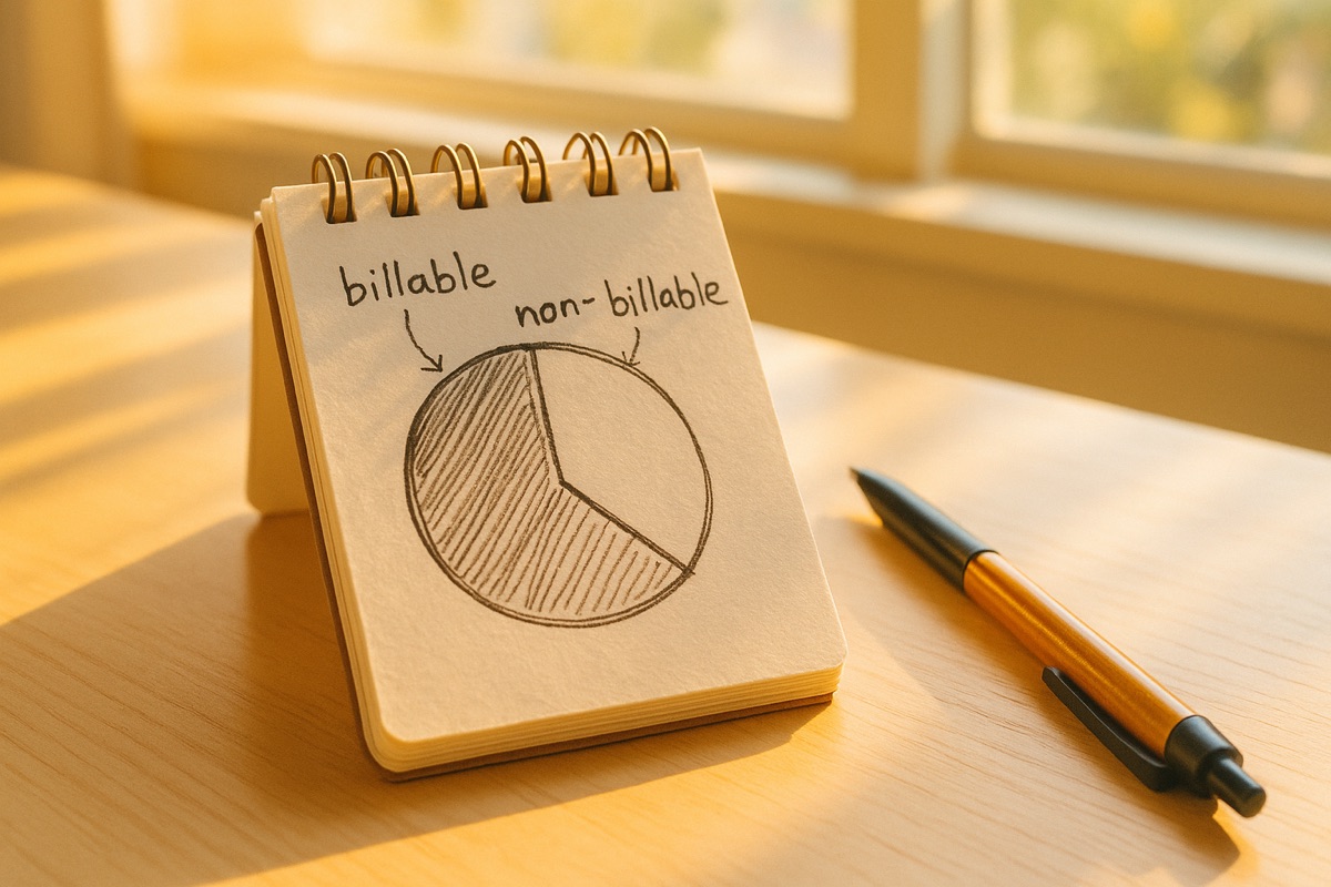 A simple sketch showing the split between billable and non-billable hours